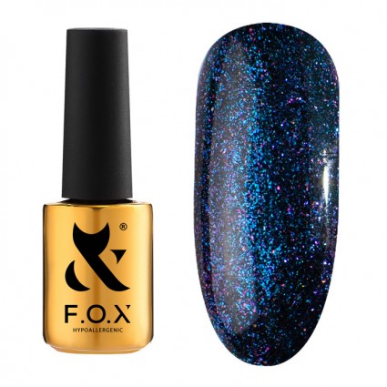 Гель-лак F.O.X gel-polish gold Hangover 004 глибокий синій із рожево-бірюзовими шимерами 7 мл