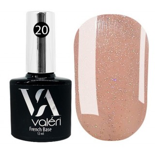 База для гель-лаку Valeri French Base 20 Ніжно-персиковий зі срібним мікроблеском12 мл