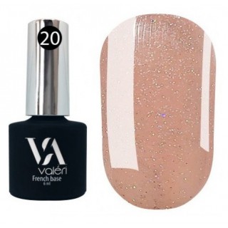 База для гель-лаку Valeri French Base 20 Ніжно-персиковий зі срібним мікроблеском 6 мл