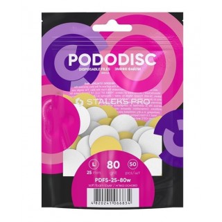 Змінні файли білі на м'якій основі для педикюрного диска PODODISC STALEKS PRO L 80 грит 50 шт