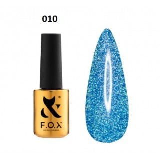 Гель-лак F.O.X Flash No010 (блакитний, світлячий), 6 мл