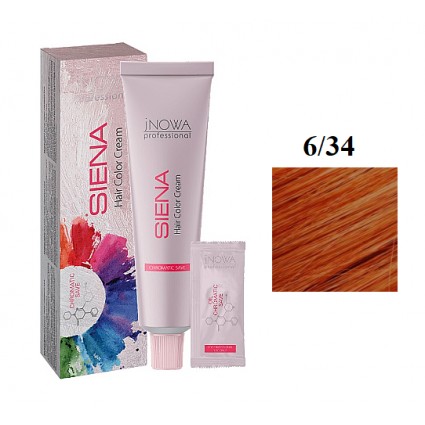 Крем-фарба для волосся jNOWA Professional Siena Chromatic Save 6/34 Темний тиціан 90 мл