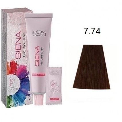 Крем-фарба для волосся jNOWA Professional Siena Chromatic Save 7/74 Дуже світлий палісандр 90 мл